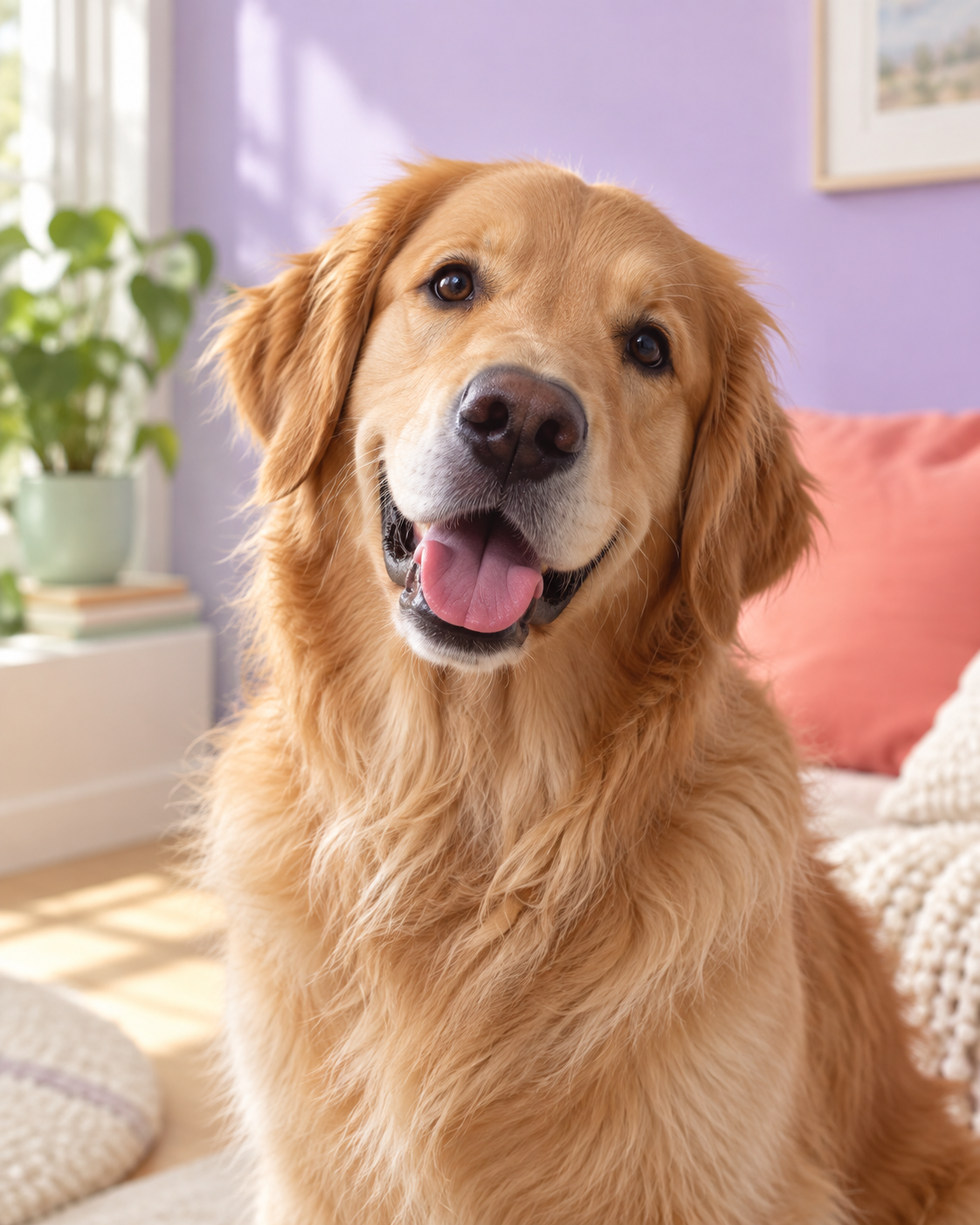 Happy golden retriever Riley